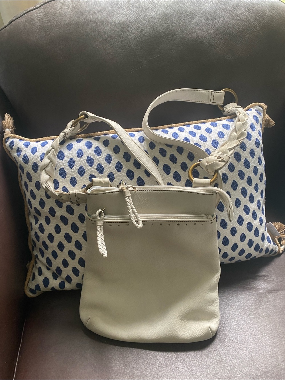 Cream Braided-Strap Crossbody Bag for Women